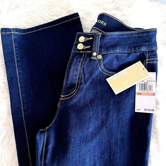 Michael‎ Kors High Waist Basics Straight Jeans Women's Size 2 Overdyed Indigo - Picture 1 of 15